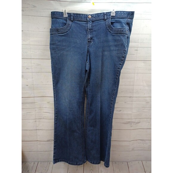 Cato Denim Blue Jeans Size 22W Pockets Distressed Elastic Waistband - Picture 1 of 9